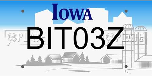 BIT03Z Iowa License Plate
