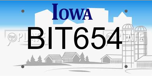 BIT654 Iowa License Plate