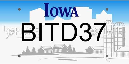 BITD37 Iowa License Plate