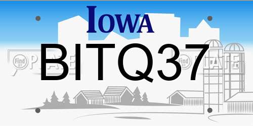 BITQ37 Iowa License Plate