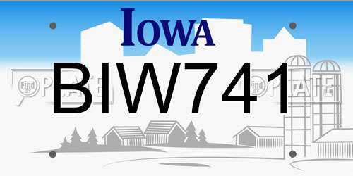 BIW741 Iowa License Plate