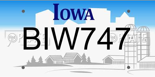 BIW747 Iowa License Plate