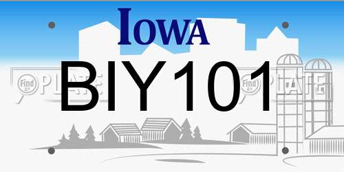 BIY101 Iowa License Plate