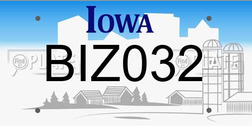 BIZ032 Iowa License Plate