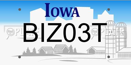 BIZ03T Iowa License Plate