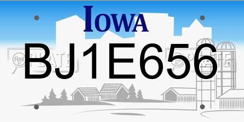 BJ1E656 Iowa License Plate