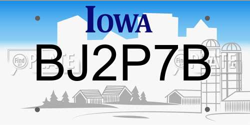 BJ2P7B Iowa License Plate