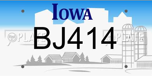 BJ414 Iowa License Plate