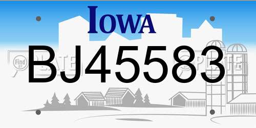 BJ45583 Iowa License Plate