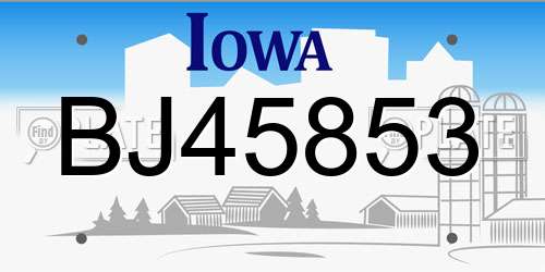 BJ45853 Iowa License Plate