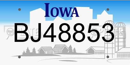 BJ48853 Iowa License Plate