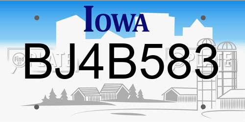 BJ4B583 Iowa License Plate