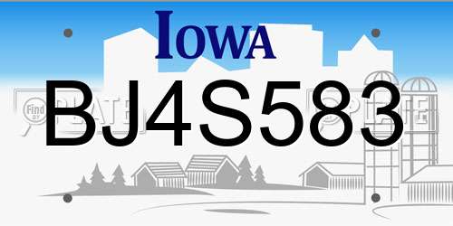 BJ4S583 Iowa License Plate