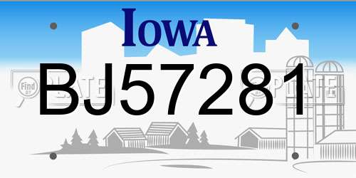 BJ57281 Iowa License Plate