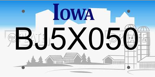 BJ5X050 Iowa License Plate