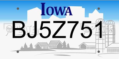 BJ5Z751 Iowa License Plate