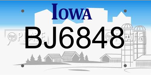 BJ6848 Iowa License Plate