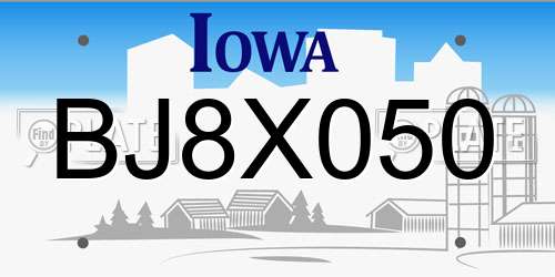 BJ8X050 Iowa License Plate