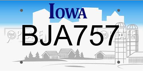BJA757 Iowa License Plate