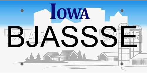 BJASSSE Iowa License Plate