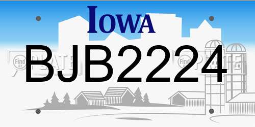BJB2224 Iowa License Plate
