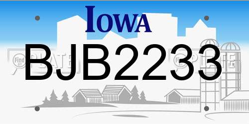 BJB2233 Iowa License Plate