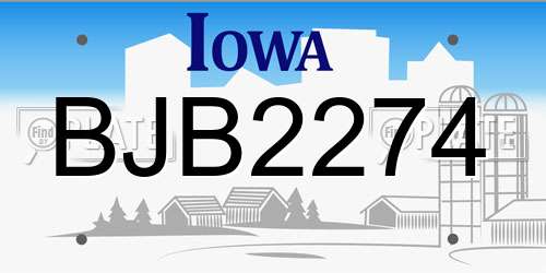 BJB2274 Iowa License Plate