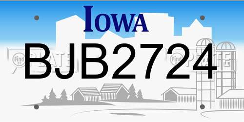 BJB2724 Iowa License Plate