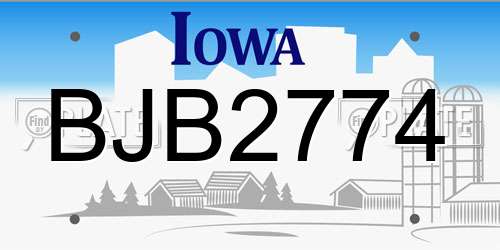 BJB2774 Iowa License Plate