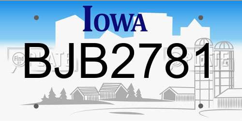 BJB2781 Iowa License Plate