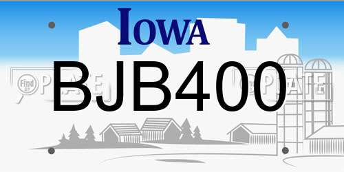 BJB400 Iowa License Plate