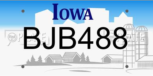 BJB488 Iowa License Plate