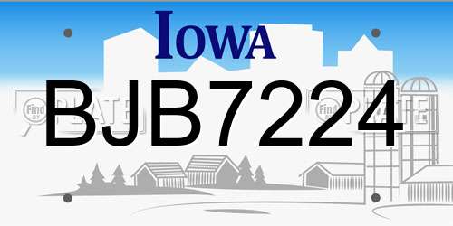 BJB7224 Iowa License Plate