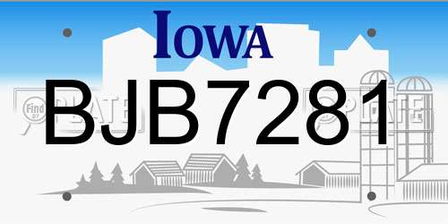 BJB7281 Iowa License Plate