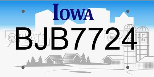 BJB7724 Iowa License Plate