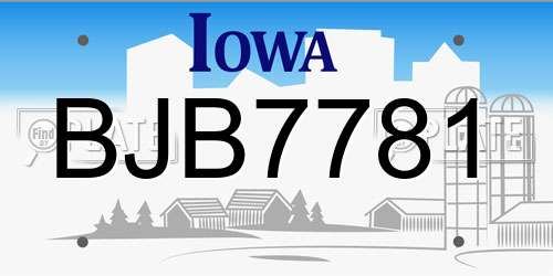 BJB7781 Iowa License Plate