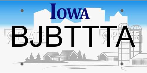 BJBTTTA Iowa License Plate