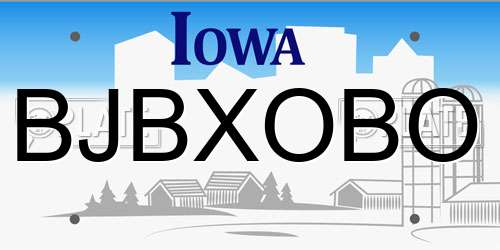 BJBXOBO Iowa License Plate