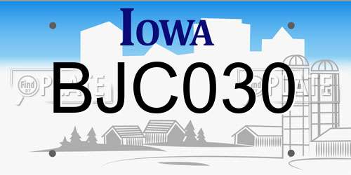 BJC030 Iowa License Plate