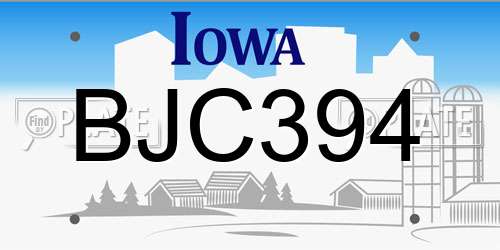 BJC394 Iowa License Plate