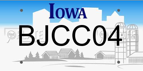 BJCC04 Iowa License Plate