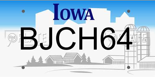 BJCH64 Iowa License Plate