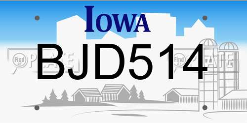 BJD514 Iowa License Plate