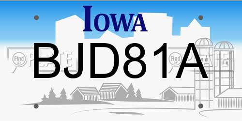 BJD81A Iowa License Plate