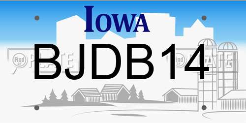BJDB14 Iowa License Plate