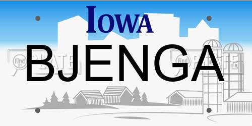 BJENGA Iowa License Plate