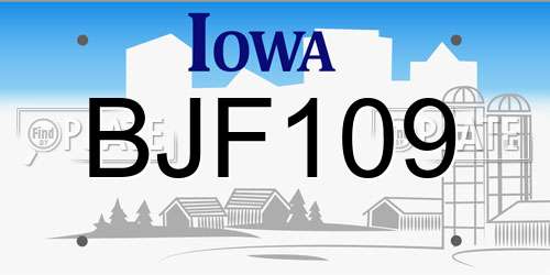 BJF109 Iowa License Plate