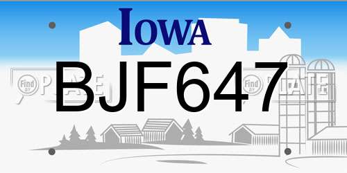 BJF647 Iowa License Plate