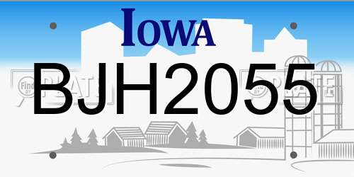 BJH2055 Iowa License Plate