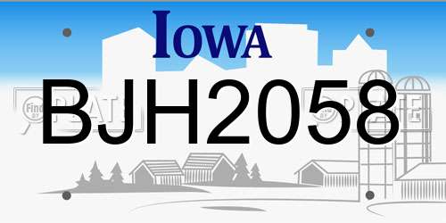 BJH2058 Iowa License Plate